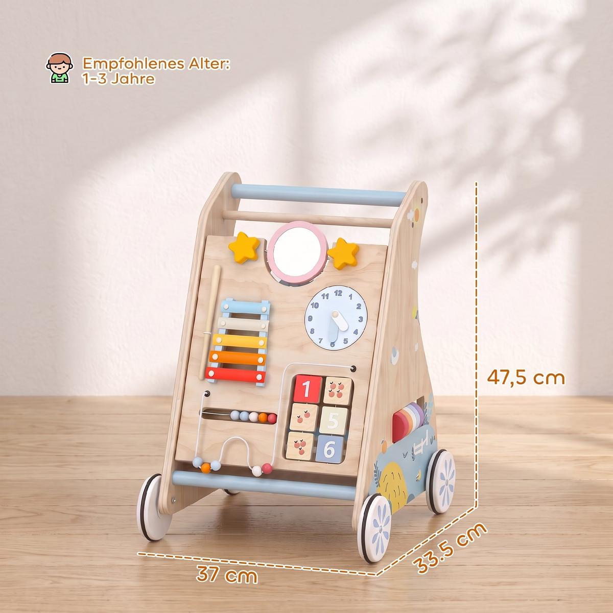 BABY-LAUFLERNWAGEN Mehrschichtplatte Naturholz - Naturfarben, Holzwerkstoff (33.5/47.5/37cm) - AIYAPLAY