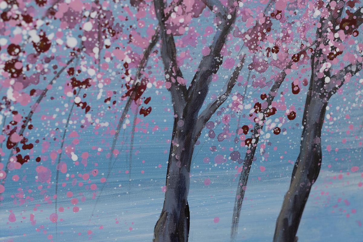 ACRYLBILD HANDGEMALT 90/60 cm - Blau/Pink, Holz/Textil (90/60cm) - KUNSTLOFT