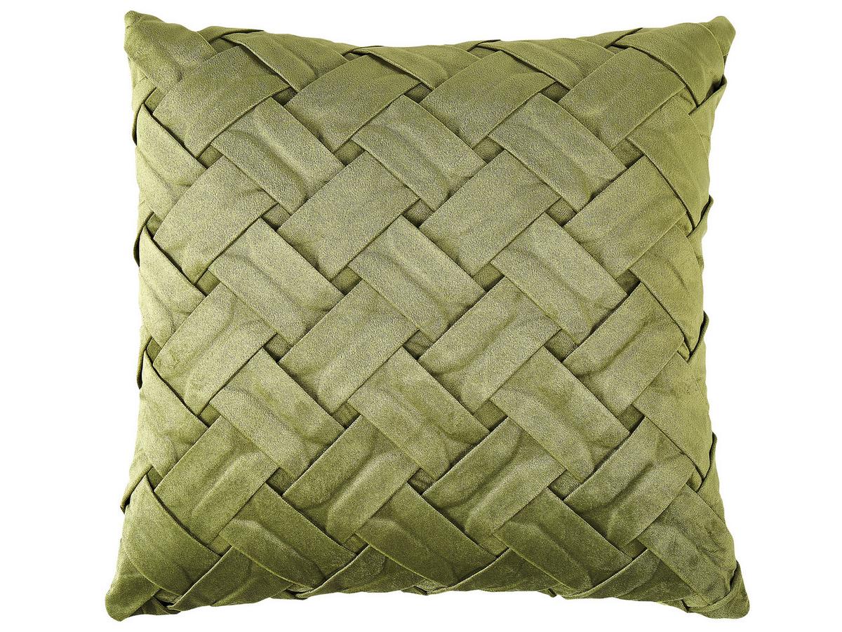 DEKOKISSEN 2er-Set Olivgrün 43/43 cm Narcissus - Olivgrün, Textil (43/43cm) - Beliani