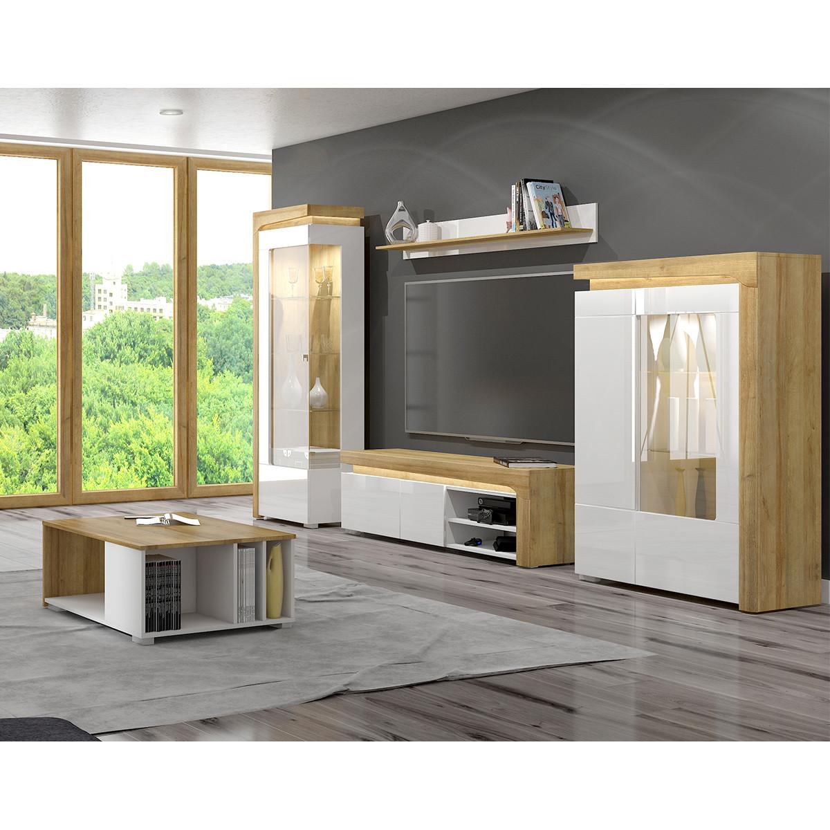 GESCHIRRSCHRANK Teo Weiß und Holz - Weiß, Holzwerkstoff (102/148/43cm) - Petits-meubles