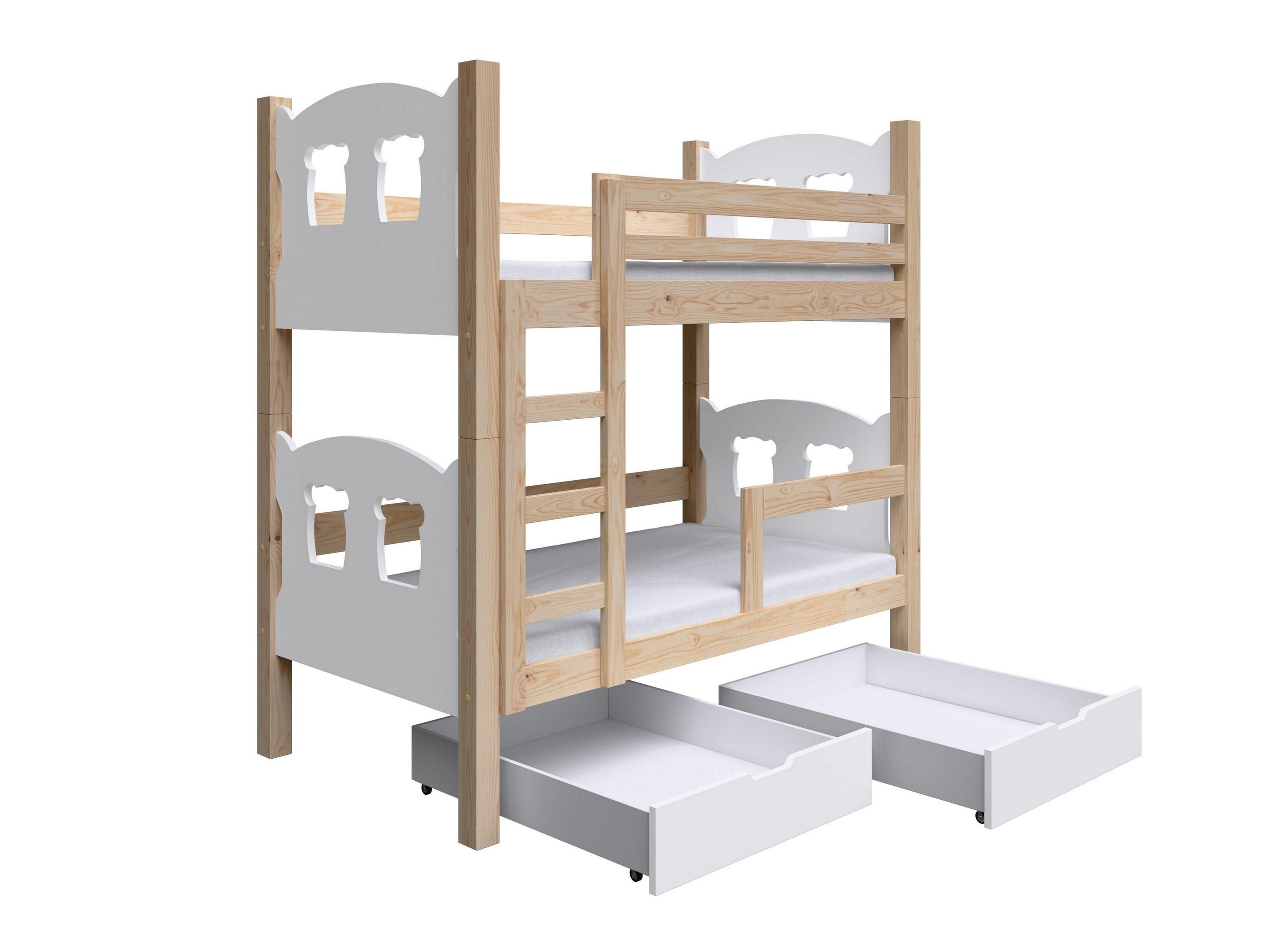 ETAGENBETT LEONE mit Bettkasten 80x180 cm Kieferfarben - Weiß/Kieferfarben, Holz (80/180cm) - MASSENO