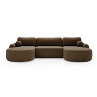 ECKSOFA Aurio U Bouclé-Stoff Braun - Schwarz/Braun, Kunststoff/Textil (347/177cm) - Graingold