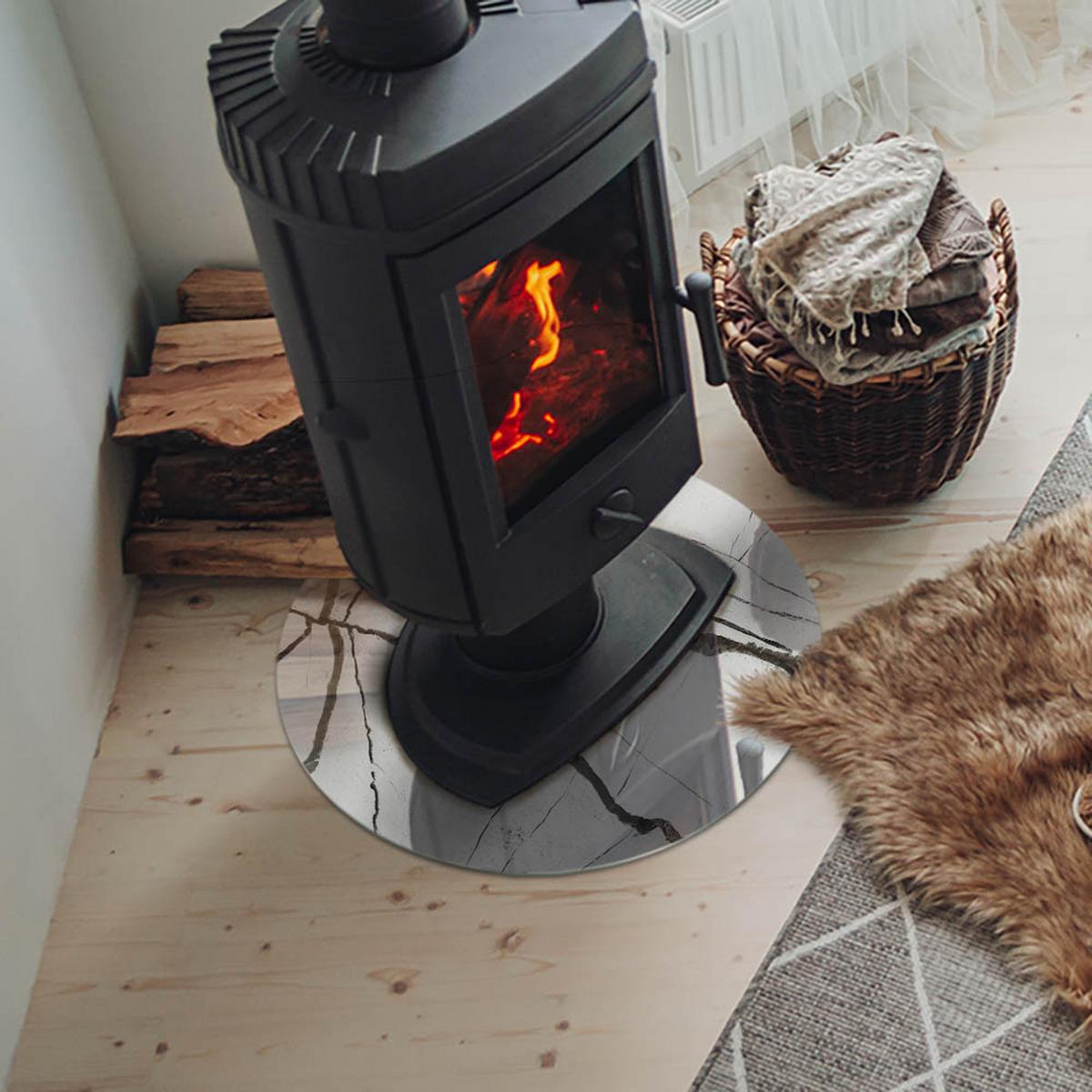 GLASPLATTE für Kamin Ø 50 cm - Weiß, Glas (50/50/0.4cm) - TULUP