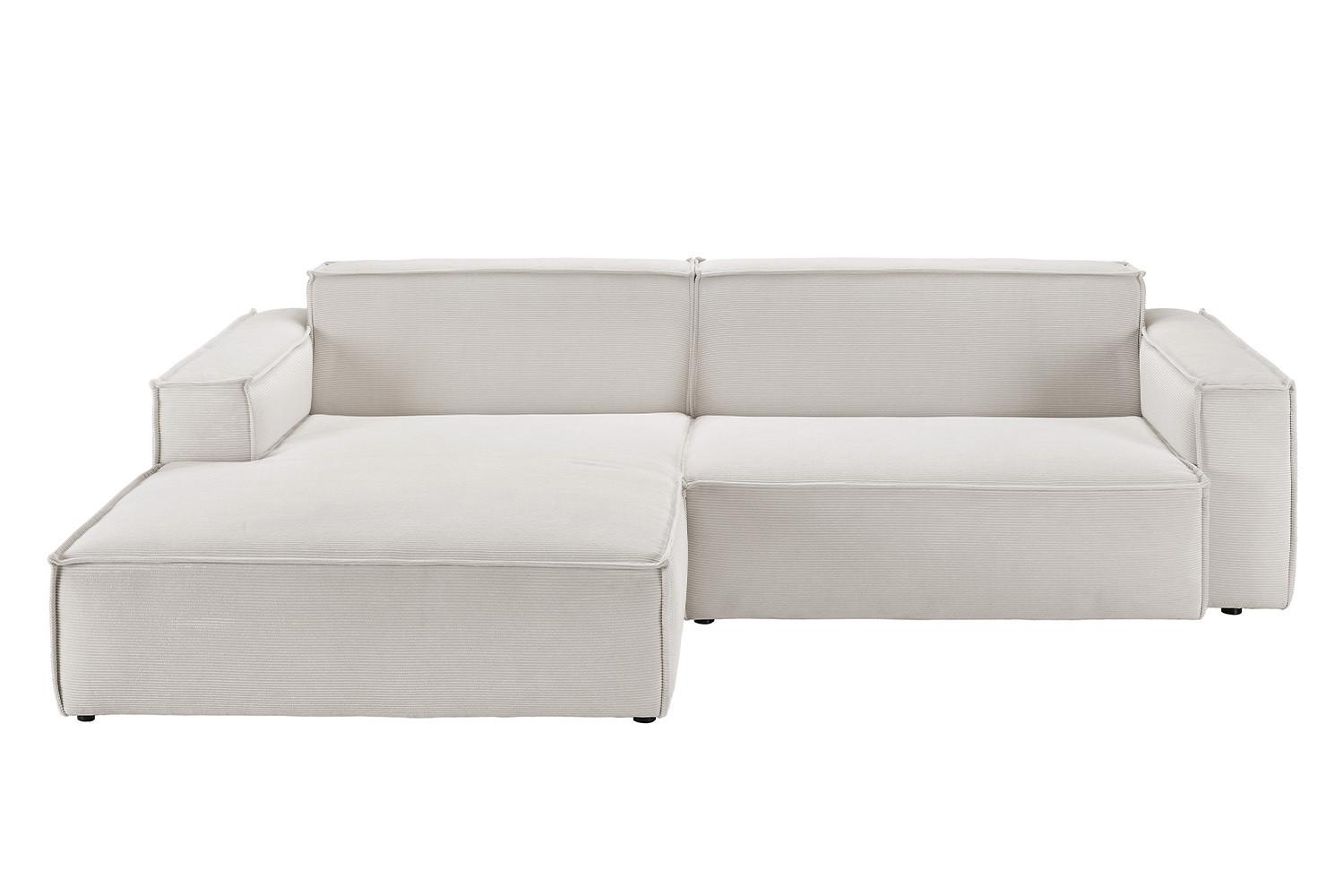 ECKSOFA SAMU Silber Cord - Silberfarben/Schwarz, Textil (276/168cm) - KAWOLA