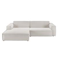 ECKSOFA SAMU Silber Cord - Silberfarben/Schwarz, Textil (276/168cm) - KAWOLA