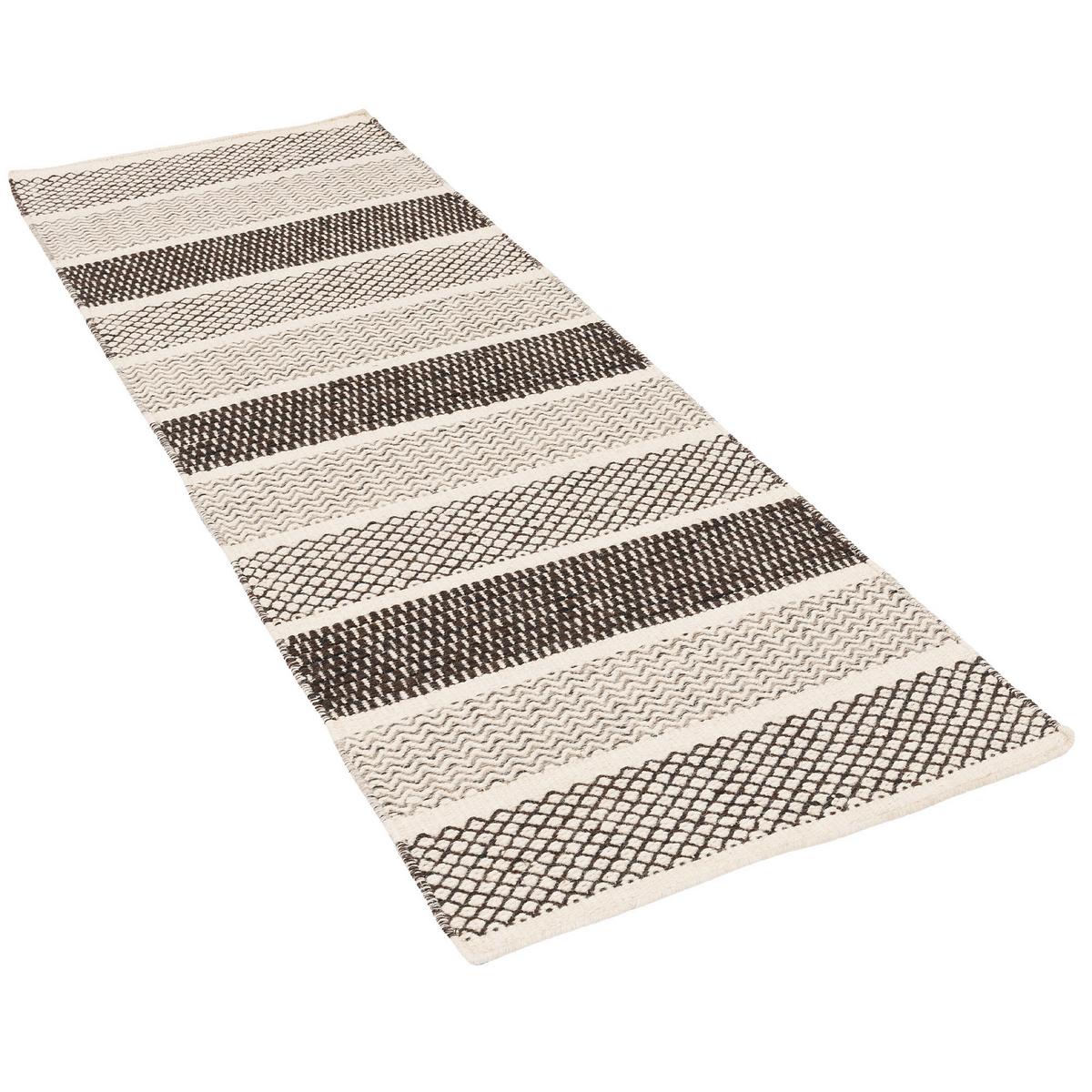 NATUR TEPPICH LÄUFER WOLLE RANA STREIFEN - Creme/Braun, Textil (70/130cm) - Pergamon