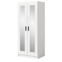 KLEIDERSCHRANK in weiß 80 x 194 cm skandinavisch, Drehtürenschrank 2-türig mit Spiegel - Schwarz/Weiß, Glas/Holzwerkstoff (80/194/56cm) - Inn.Furn