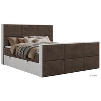 BOXBETT DELVIT DUO 140/200 - Braun Velvet - Topper Visco - H4 - Schwarz/Braun, Kunststoff/Textil (140/200cm) - MKS