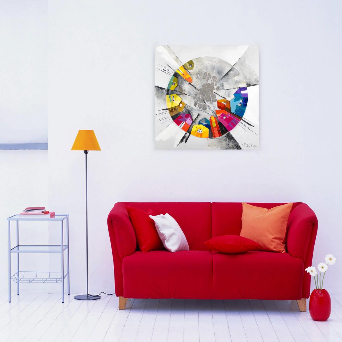ÖLGEMÄLDE 80/80 cm - Silberfarben/Multicolor, Holz/Textil (80/80cm) - KUNSTLOFT