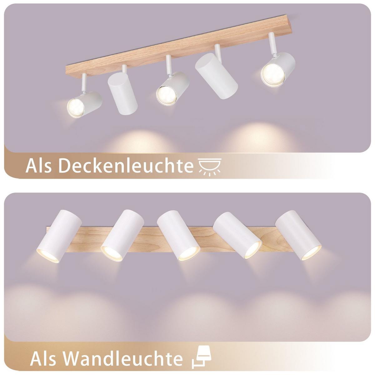 DECKENSTRAHLER Glorielle 10.5/14.3/63 cm - Weiß, Holz (63/10.5/14.3cm) - ZMH
