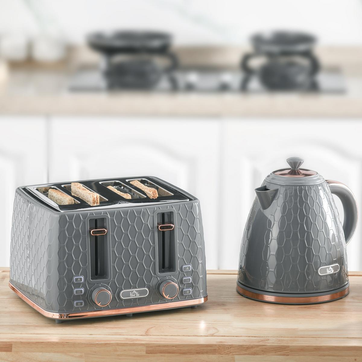 KOCHER-TOASTER-SET 2er Set Kunststoff Stahl Grau - Grau, Kunststoff (19.5/23.4/24.2cm) - HOMCOM
