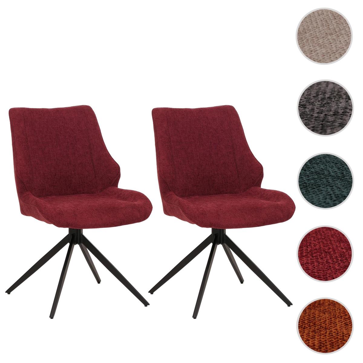 ESSZIMMERSTUHL Schwarz, Bordeaux 2er-Set - Bordeaux/Schwarz, Textil (55/88/62cm) - MCW
