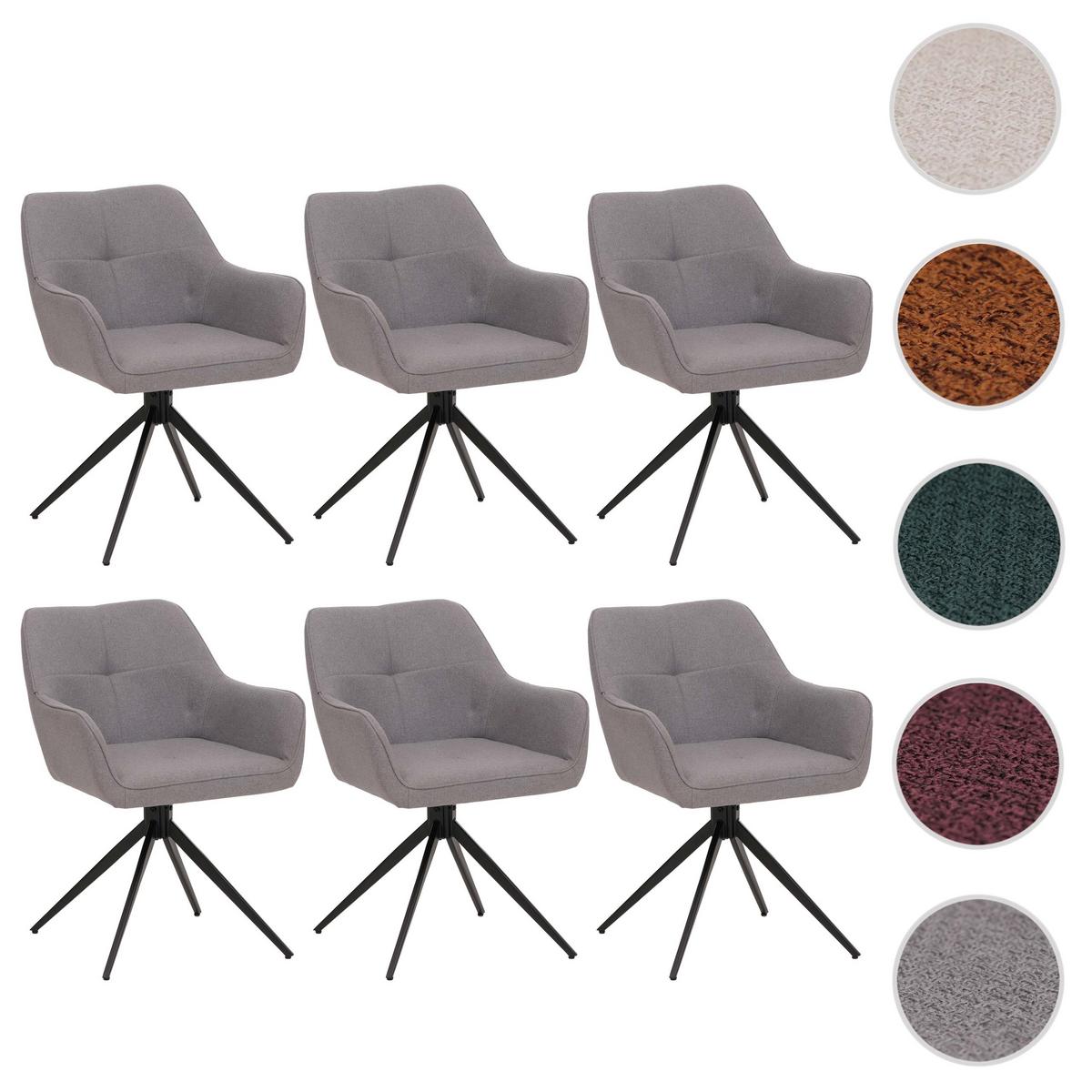 ESSZIMMERSTUHL Schwarz, Hellgrau 6er-Set - Hellgrau/Schwarz, Textil (53/80/59cm) - MCW