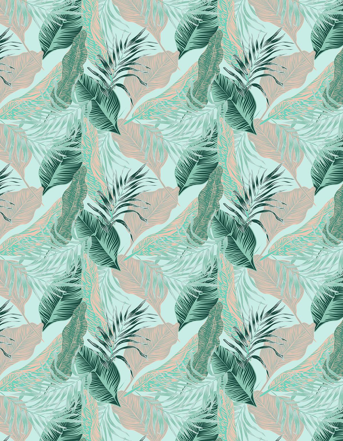 VERDUNKELUNGSROLLO 140x180 cm Tropische Blätter - Blau, Textil (140/180cm) - TULUP