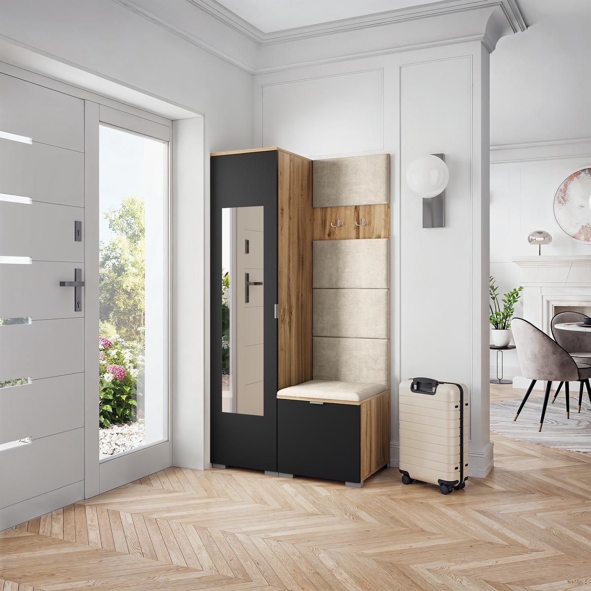 GARDEROBENSCHRANK VIRA 95/181/51 cm Modern Eiche Wotan - Beige/Eiche Wotan, Holzwerkstoff (95/181/51cm) - MASSENO