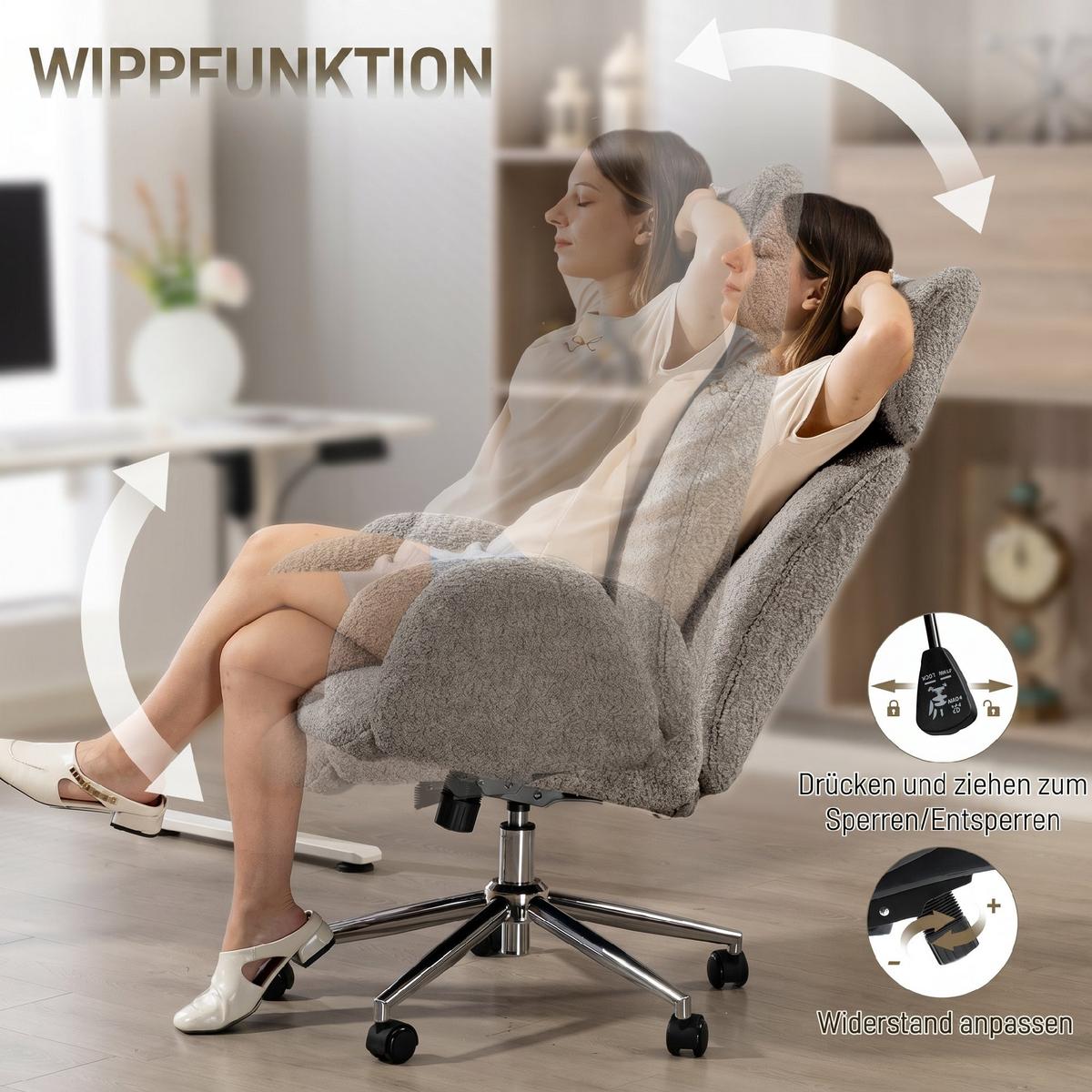 BÜROSTUHL Polyester Dunkelgrau - Dunkelgrau/Silberfarben, Textil/Metall (65/123/75cm) - HOMCOM