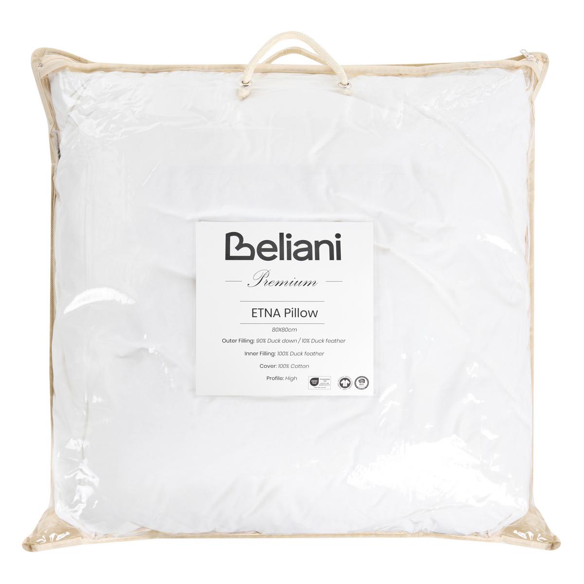 KOPFKISSEN Weiß 80/80 cm Etna - Weiß, Naturmaterialien (80/80cm) - Beliani