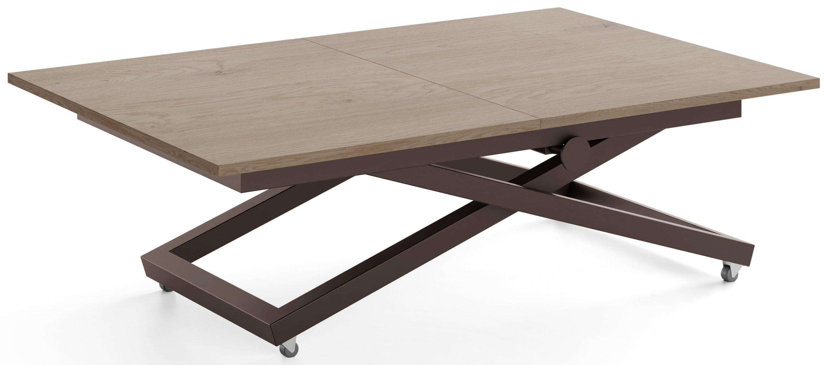 COUCHTISCH Axen höhenverstellbar ausziehbar, Eiche Braun 120-160/80/38-75 cm - Greige/Braun, Holzwerkstoff/Metall (80/160/75cm) - WFL GROUP