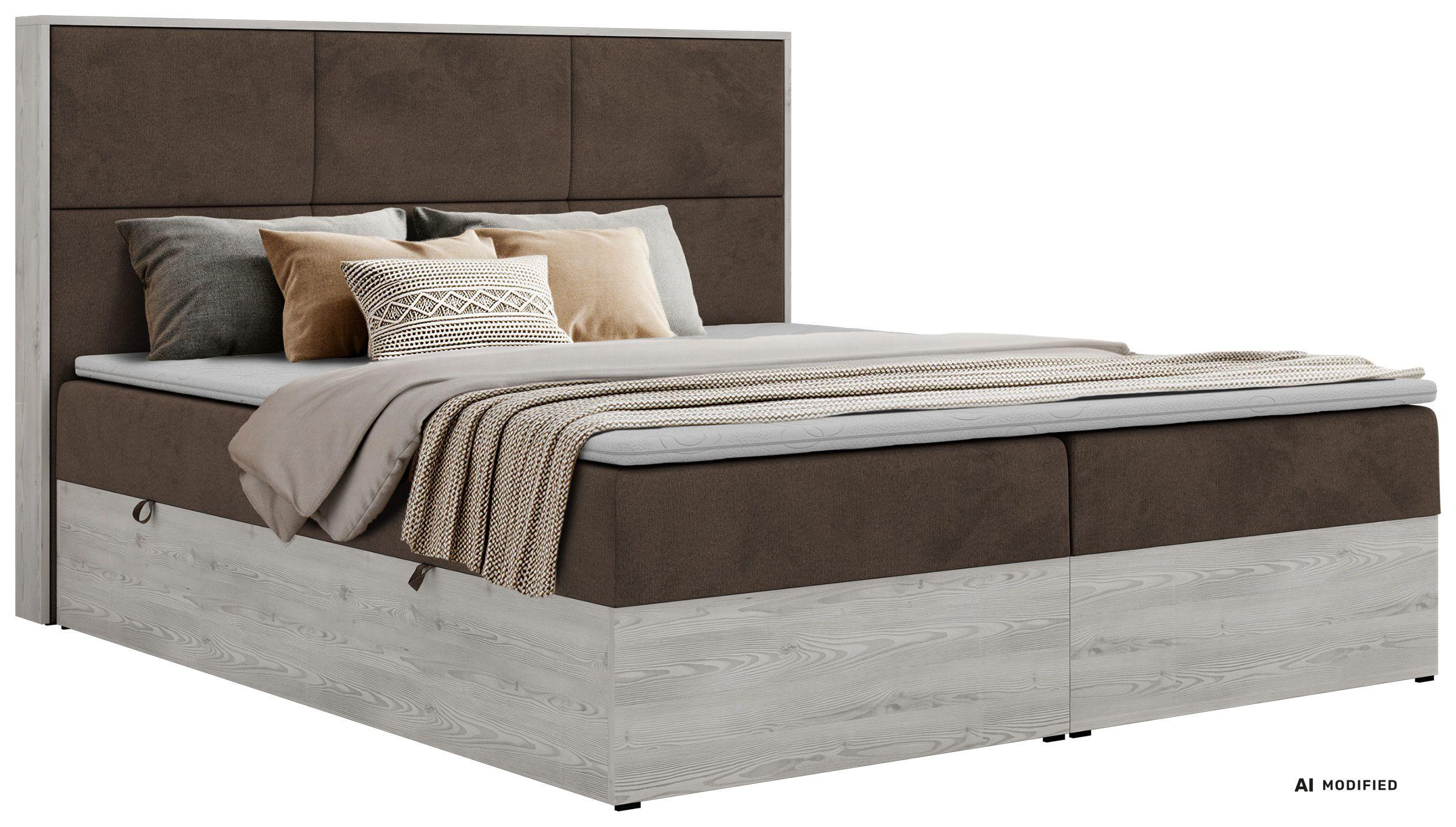 BOXBETT DELNOR 200/200 - Braun Velvet - Topper Visco - H4 - Schwarz/Braun, Kunststoff/Textil (200/200cm) - MKS
