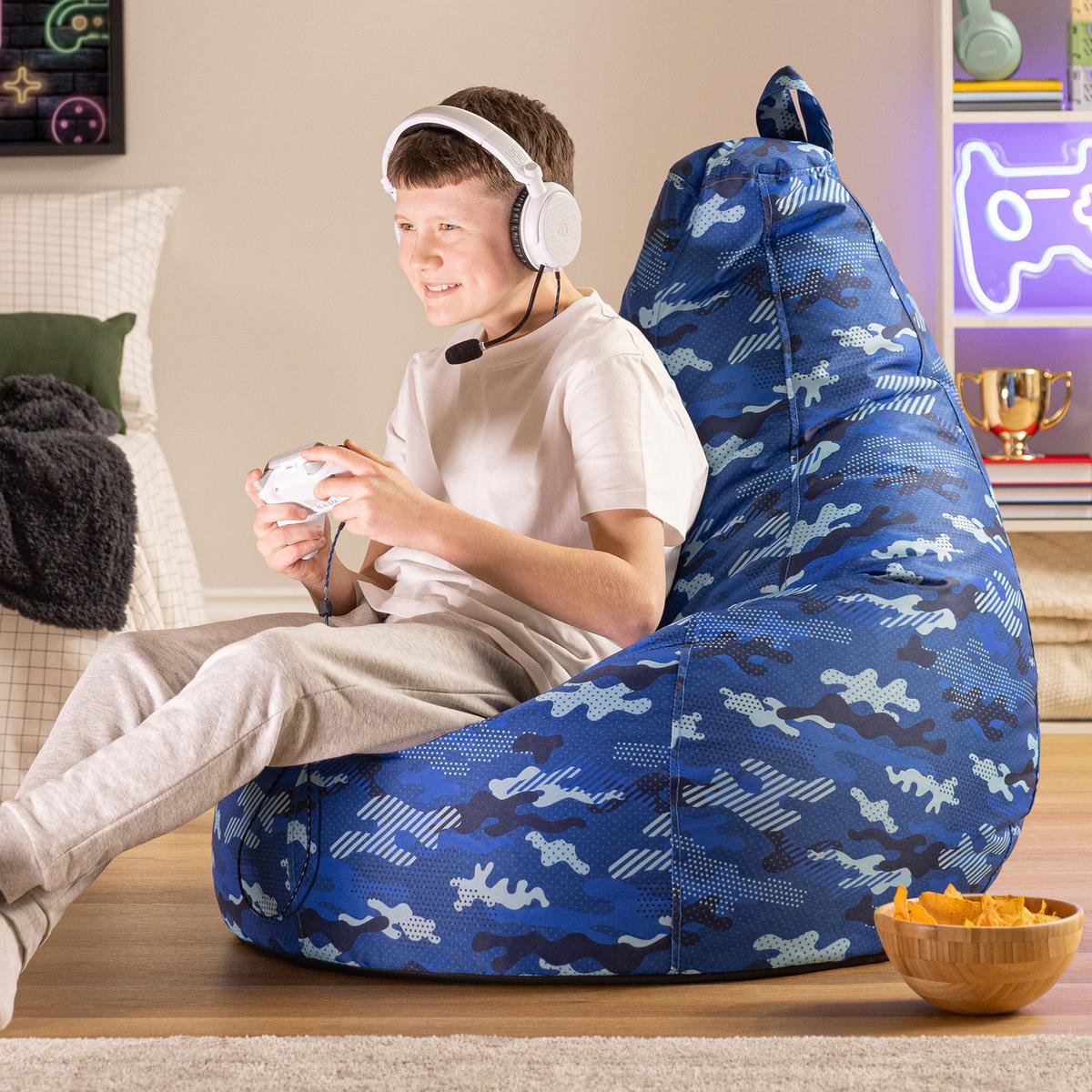 SITZSACK Gaming Camouflage - Blau, Textil (90/73/84cm) - icon
