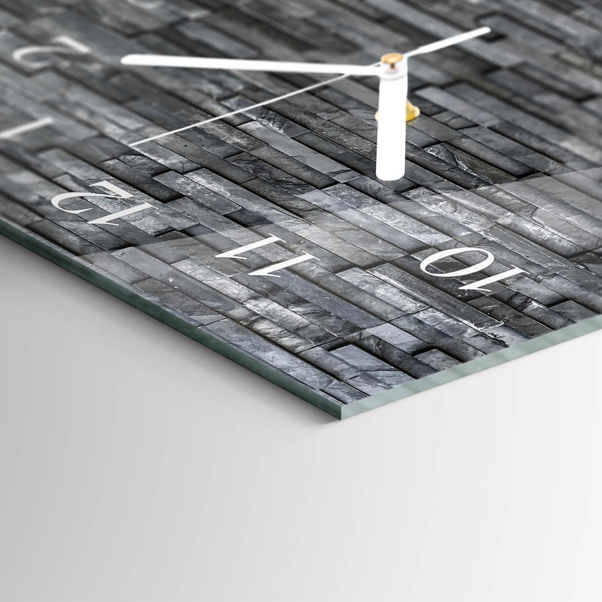 WANDUHR aus Glas 60x30 cm - Steinstruktur - Grau, Glas (60/30/0.4cm) - TULUP