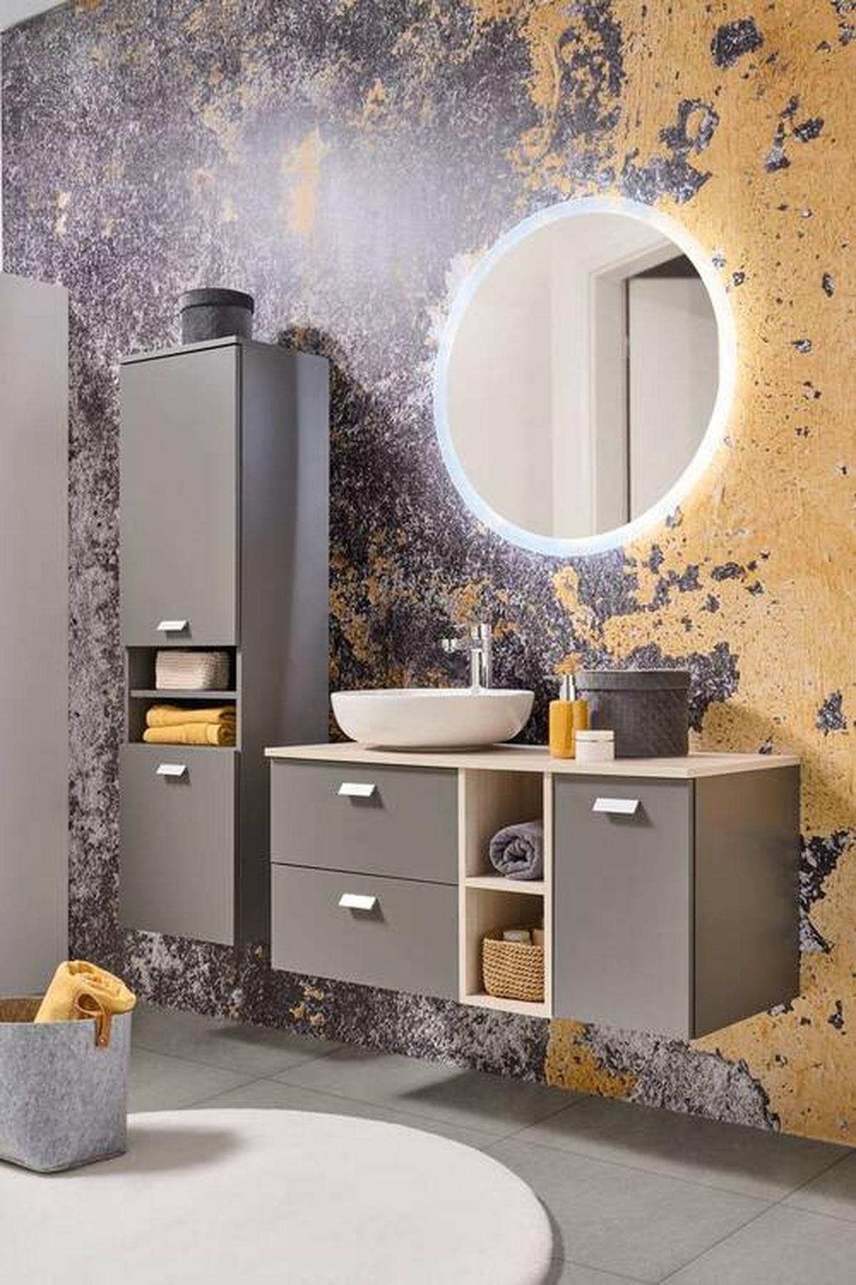 Spodnja Omarica Mona, Siva - srebrne barve/siva, Moderno, kovina/leseni material (80,4/70/32cm) - Stylife
