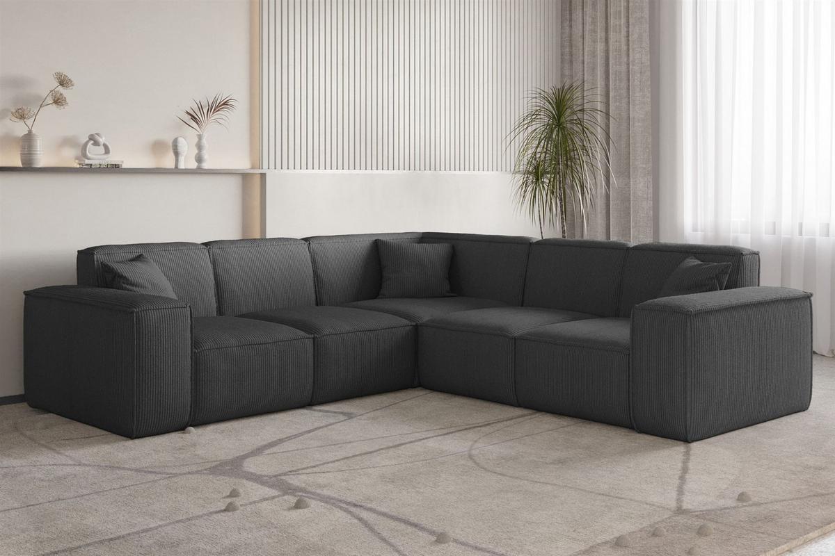 SOFA Celes Premium Stoff Scala - Anthrazit, Holzwerkstoff/Textil (246/246cm) - Fun Möbel