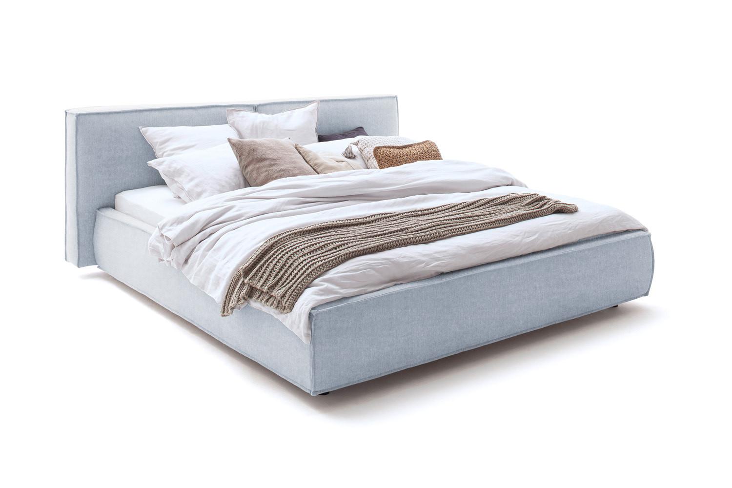 POLSTERBETT CARLO Hellblau Flachgewebe - Hellblau, Textil (200/200cm) - KAWOLA