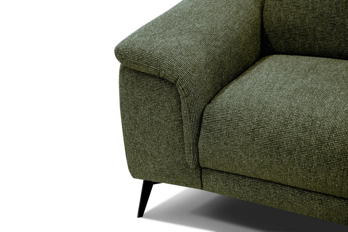 RELAXSOFA FIERO 3-Sitzer mit 1 Relaxfunktion, olivgrün - Schwarz/Olivgrün, Holzwerkstoff/Textil (212/82/103cm) - Wozimo