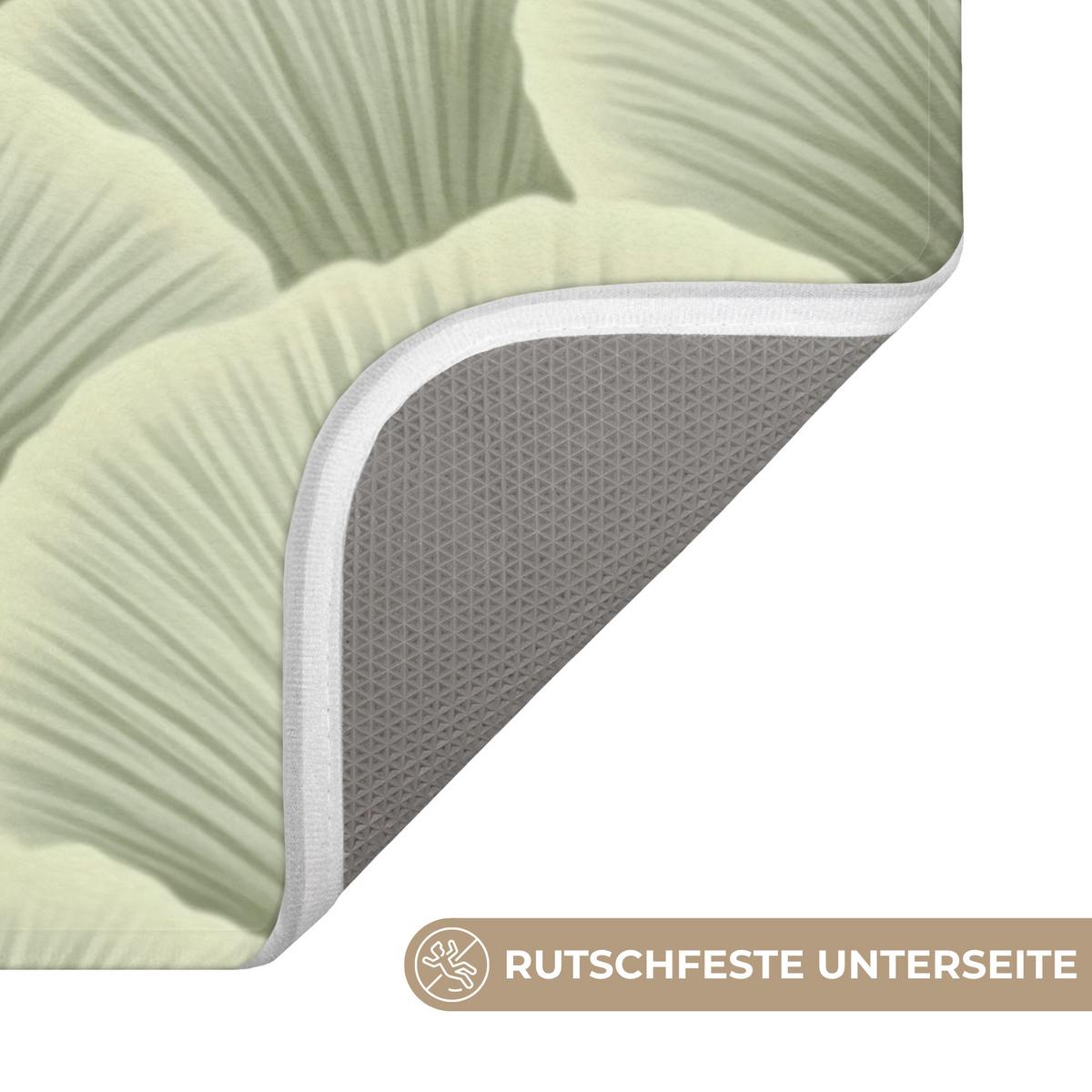 BADEMATTE Fächer - Blatt - Grün 60x90 cm - Pastellgrün, Textil (60/90cm) - OnlyWow