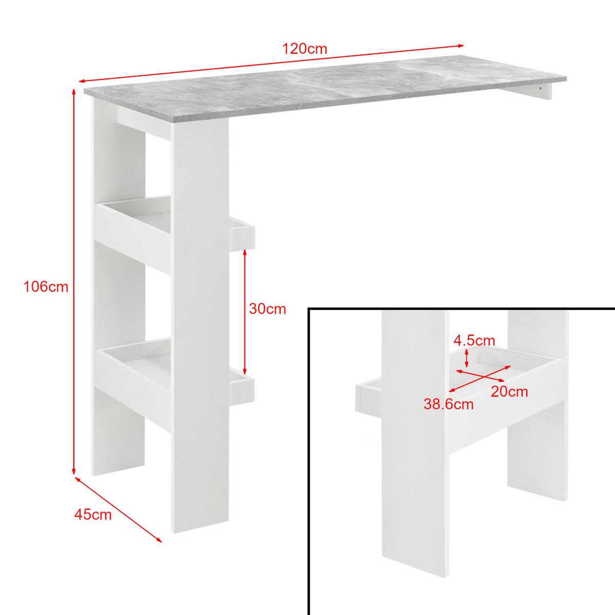 BARTISCH Bromölla - Hellgrau, Holzwerkstoff (45/120/106cm) - [en.casa]