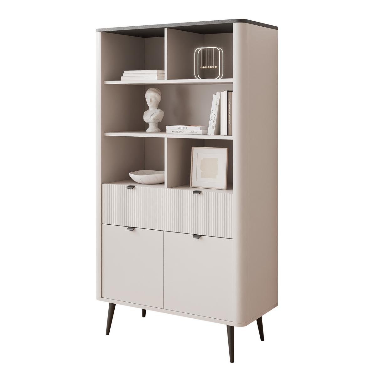 BÜCHERREGAL NAVANI 90/40/163 cm, Kaschmir / Grau - Schwarz/Grau, Holzwerkstoff/Metall (90/163/40cm) - Idohome