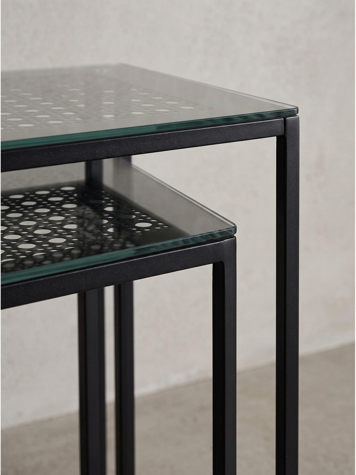 KONSOLENTISCHE 2er-Set ALCUDIA, Einscheibensicherheitsglas, Schwarz, 100 x 40 x 77 cm - Schwarz, Glas/Metall (40/100/77cm) - KADIMA DESIGN
