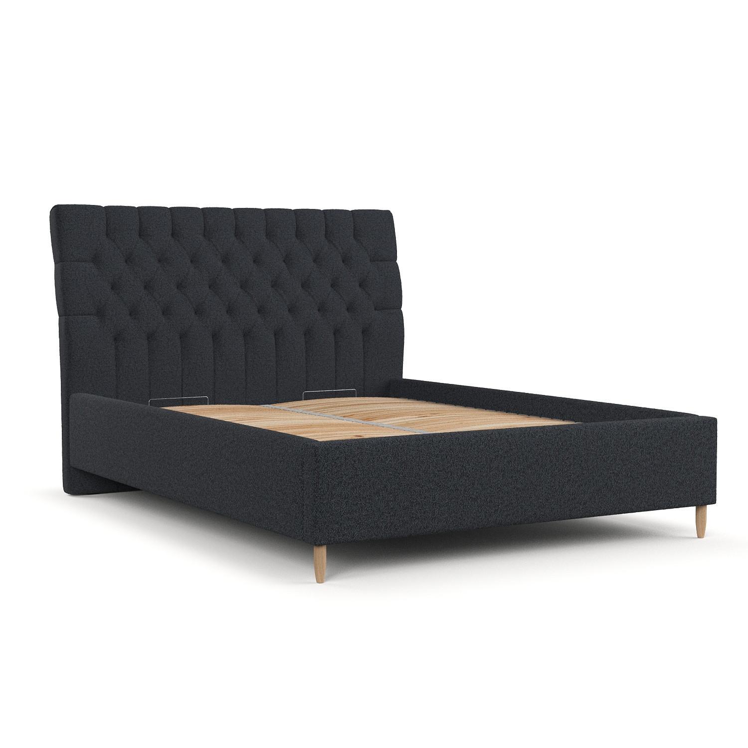 POLSTERBETT Lira 180/200 cm Anthrazit im Riva Stoff - Anthrazit/Naturfarben, Holz/Holzwerkstoff (180/200cm) - AltaBeds