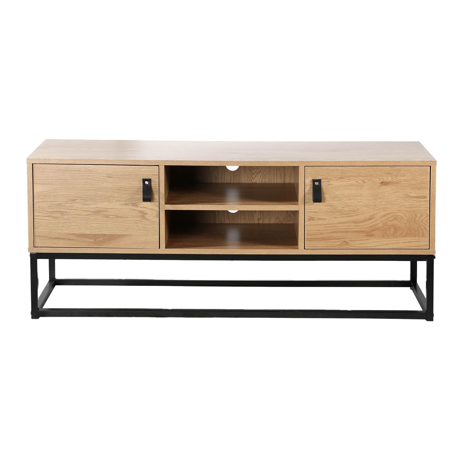 TV-MÖBEL Eiche Dekor 2 Türen und zentrale Ablage - L120 cm - Nussbaumfarben, Holzwerkstoff (122/48/122cm) - Calicosy