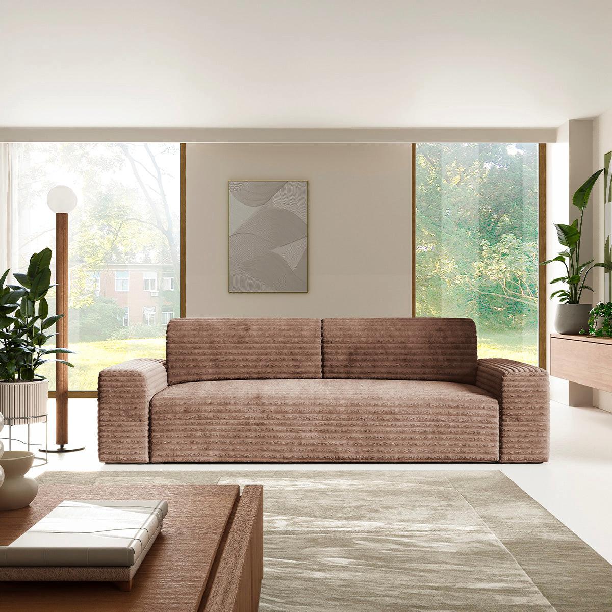 SOFA Fabio 3 Sitzplätze Hellbraun - Braun, Holz (260/82/102cm) - Petits-meubles