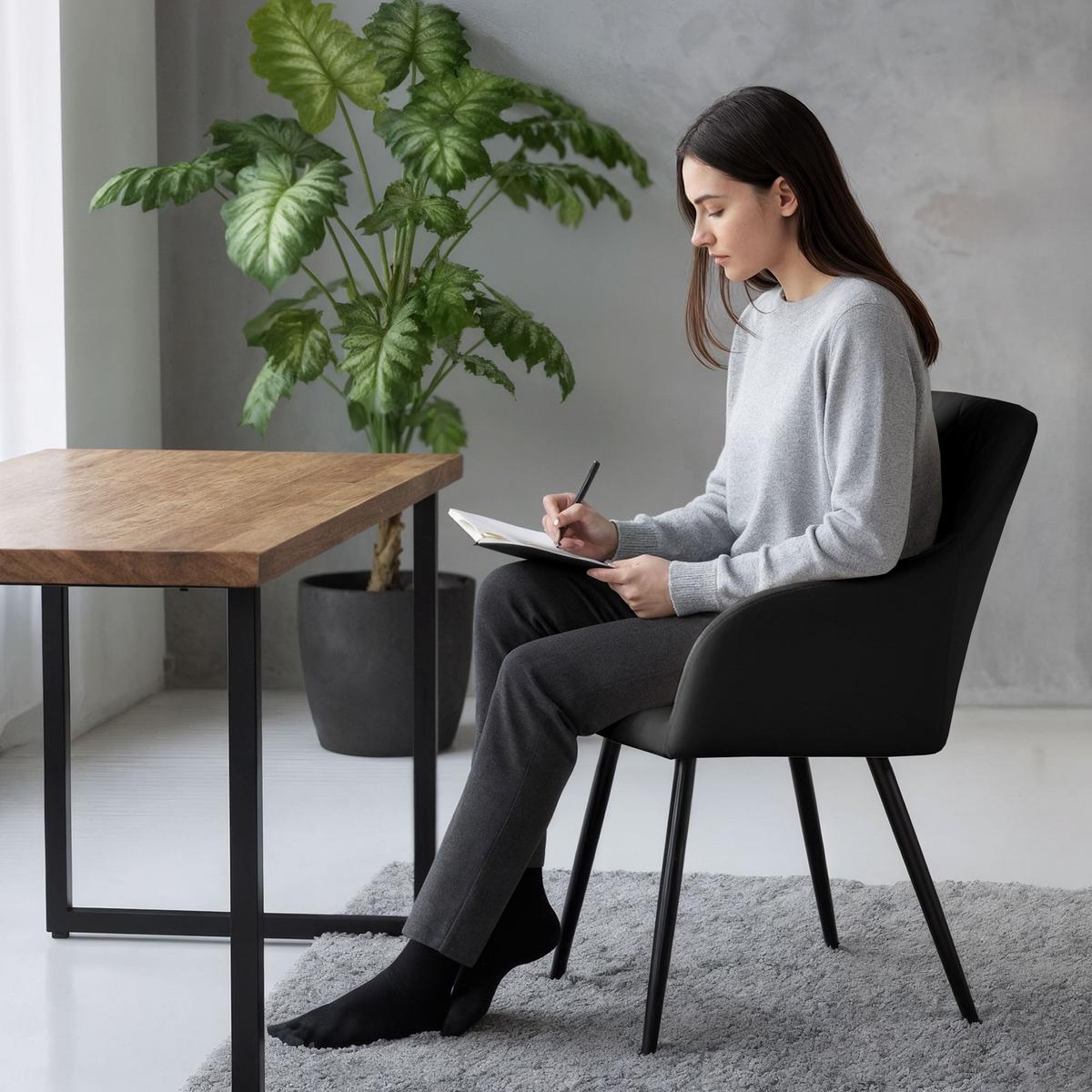 POLSTERSTUHL 4er Set, Metallbeine Schwarz 54,5/82/58 - Schwarz, Textil (55/82/52cm) - RAUMHIRSCH FURNITURE