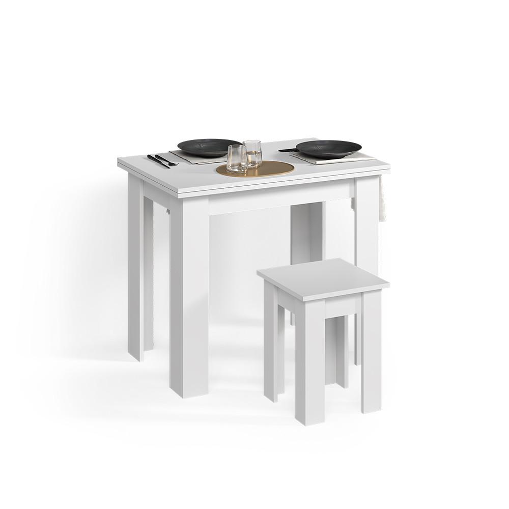 ESSTISCH MIT STUHL Tiberio Weiß 90 x 60 cm - Weiß, Holzwerkstoff (60/90/76.6cm) - Livinity®