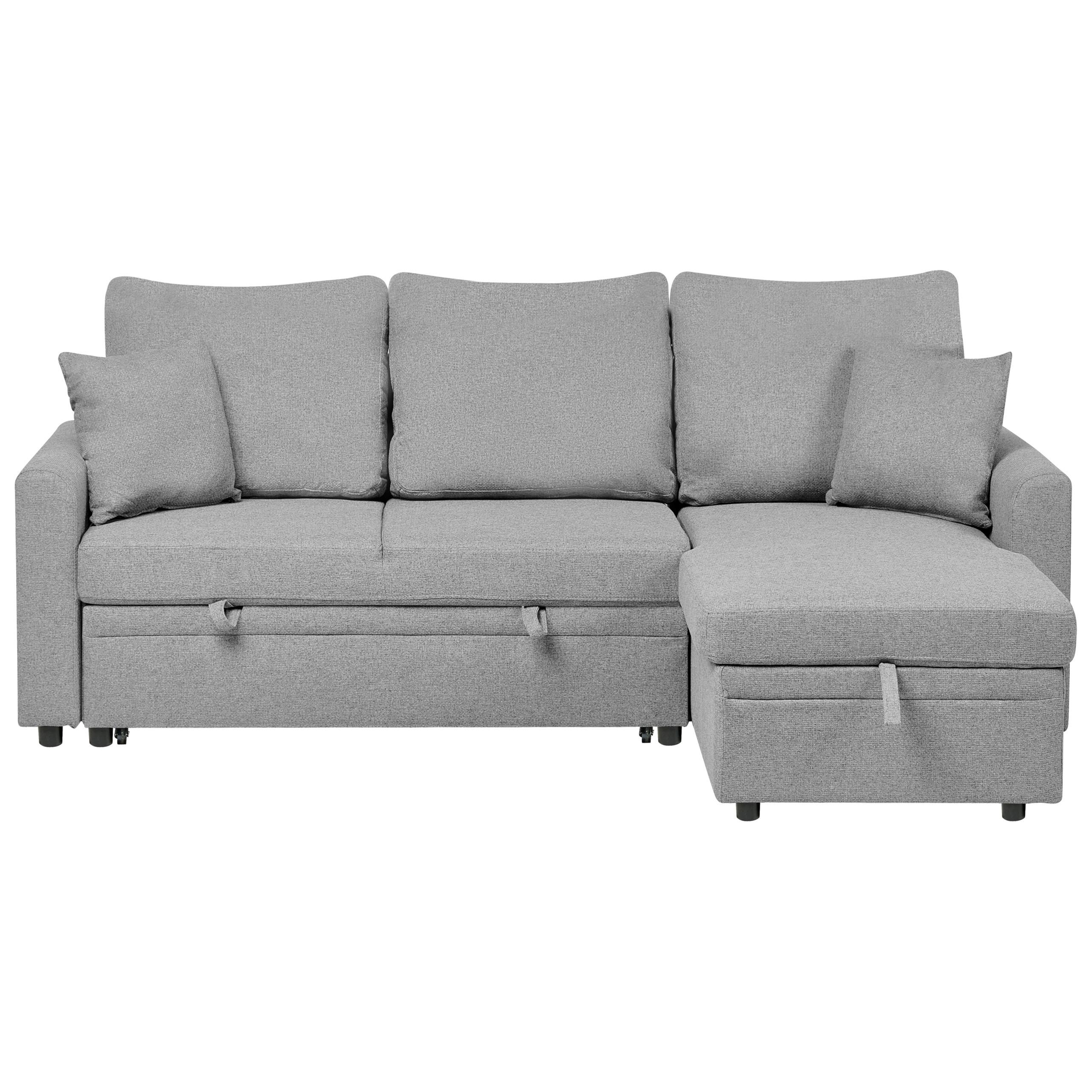 ECKSCHLAFSOFA 3-Sitzer Kunstleinen Grau linksseitig Nassjo - Grau, Textil (210/131cm) - Beliani