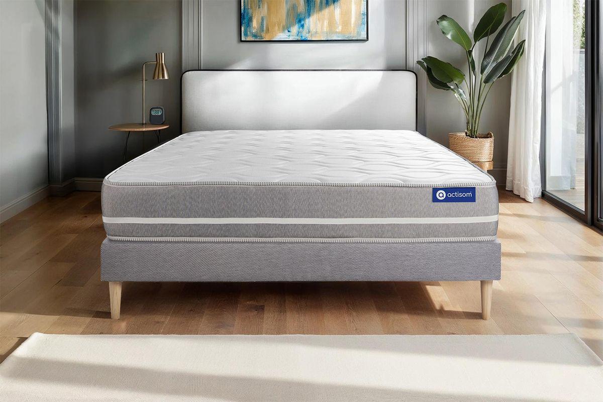 BETT Actimemo touch Memory-Schaum 80 x 200 cm h1 - Kit Bettgestell Grau - Beige/Grau, Karton/Holz (80/200cm) - ACTISOM