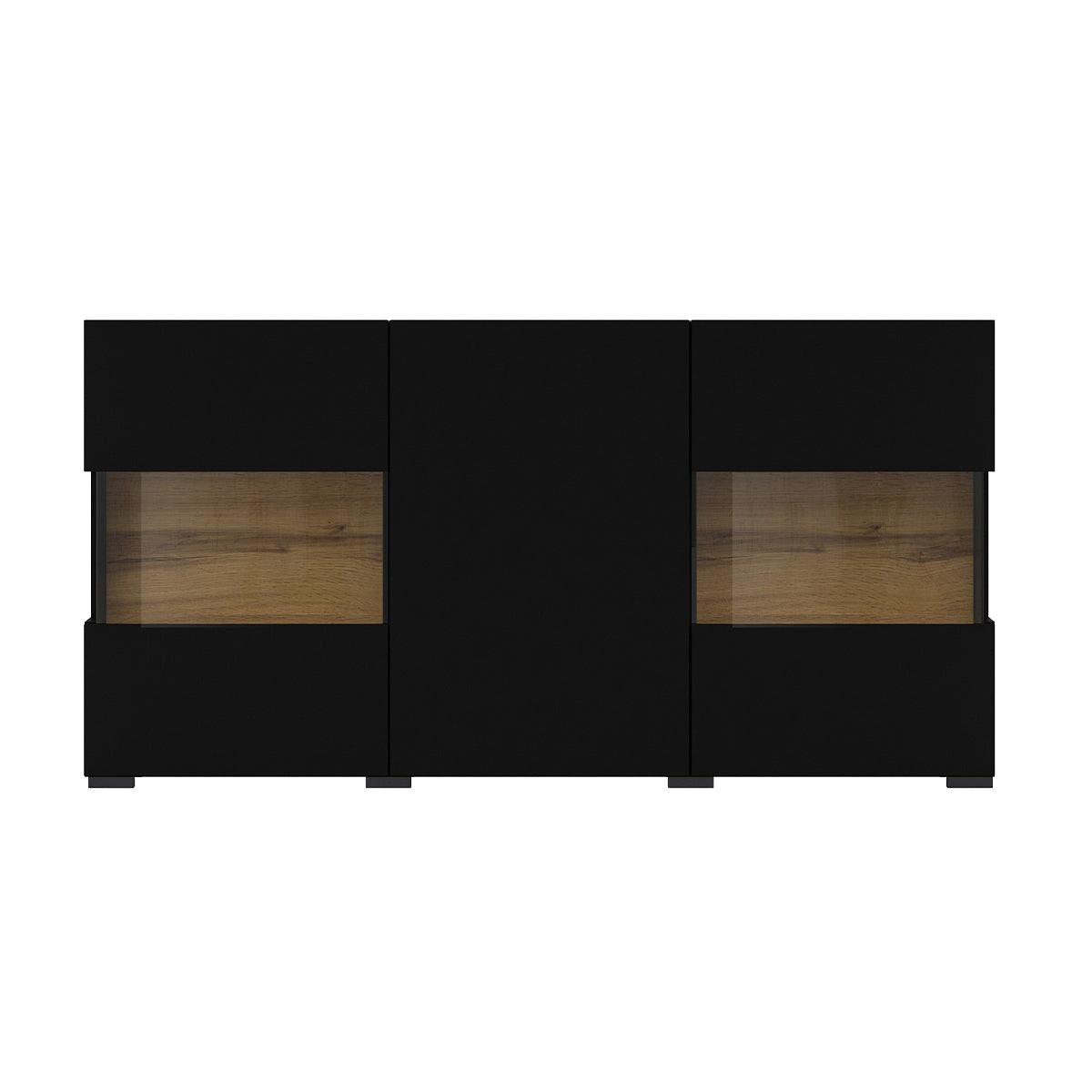 SIDEBOARD Glora Schwarz und Holz - Schwarz, Holzwerkstoff (120/62/35cm) - Petits-meubles