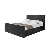POLSTERBETT mit Bettkasten, Fußteil und Lattenrost, Boxbett mit Matratze H3/H4 - ALOVA-Z-V1 120x200 Schwarz - Schwarz, Holzwerkstoff/Textil (120/200cm) - ALTDECOR