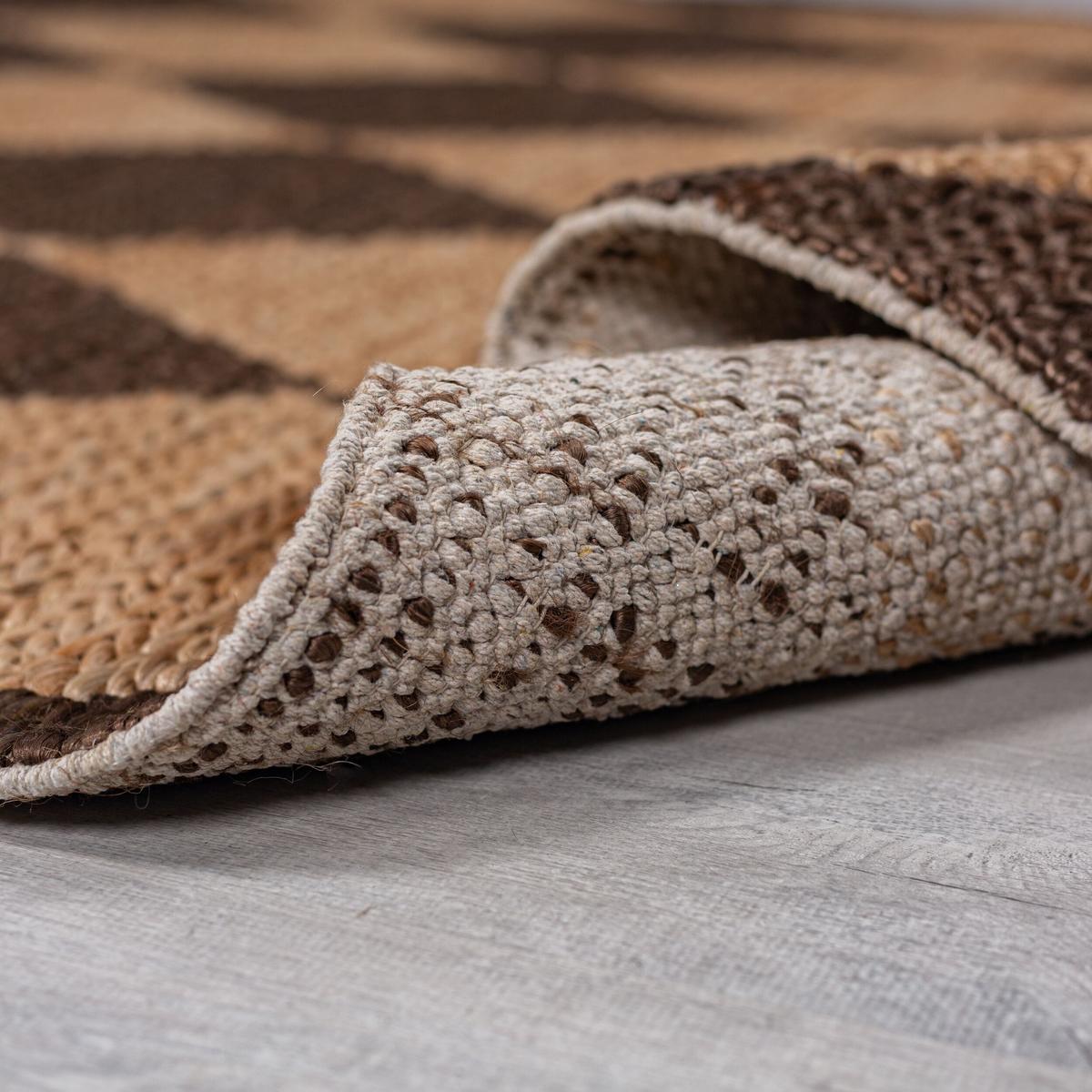JUTETEPPICH BAIN, mit Rautenmuster, Braun, 160 x 230 cm - Braun, Textil (230/160cm) - KADIMA DESIGN