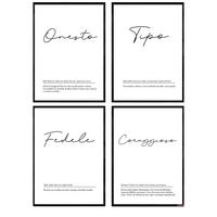 POSTER Set mit 4 Englisch Il mio compagno von Wörtern mit Definitionen A4 Rahmenlos - Klar, Papier (29.7/3cm) - Nacnic