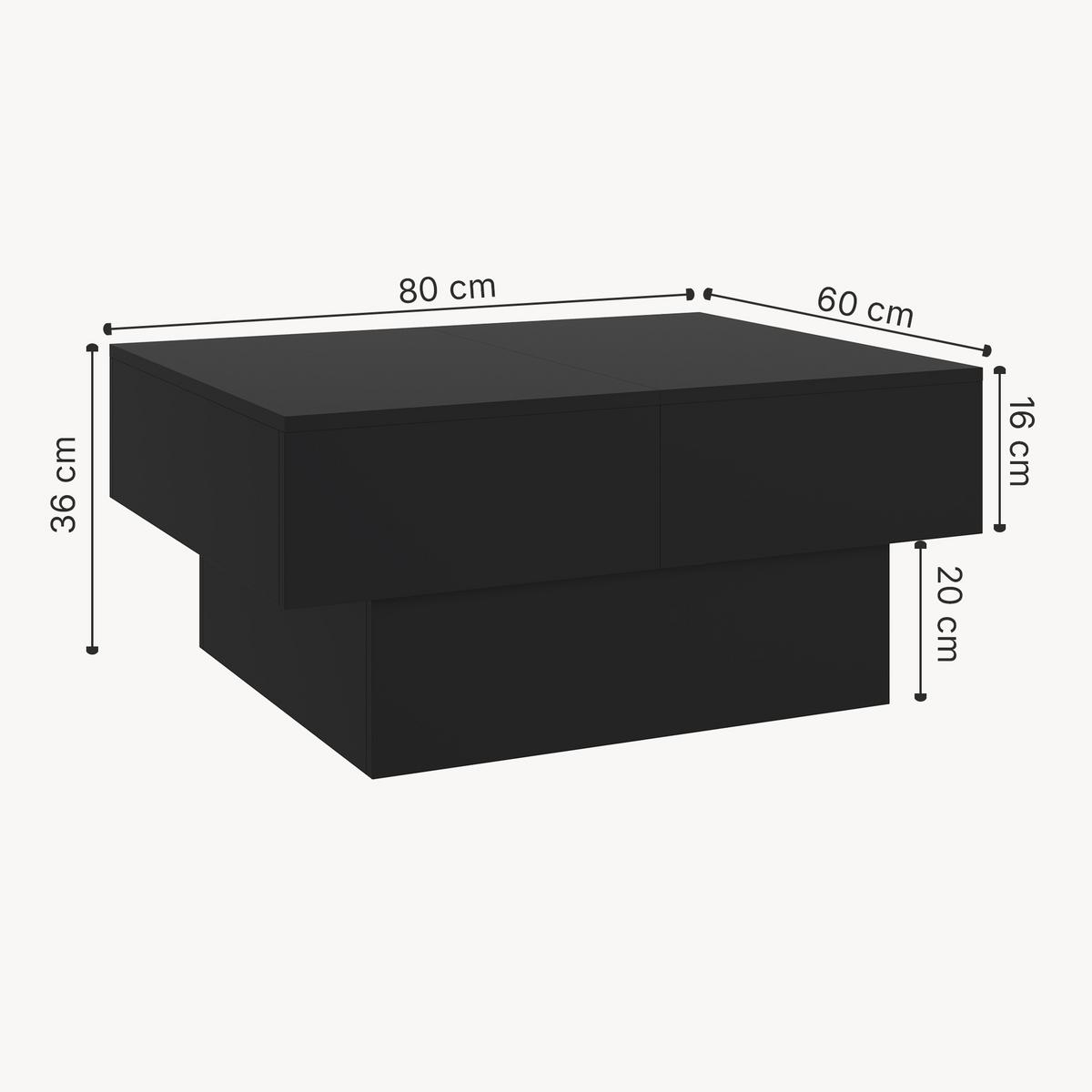 COUCHTISCH Lens 80/60/36 cm - Schwarz, Holzwerkstoff (60/80/36cm) - [en.casa]