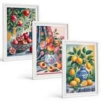 BILDER SET 3er Set - 40x60 cm Weißer Rahmen - Blumen und Früchte in Vasen - Weiß, Kunststoff (40/60cm) - TULUP
