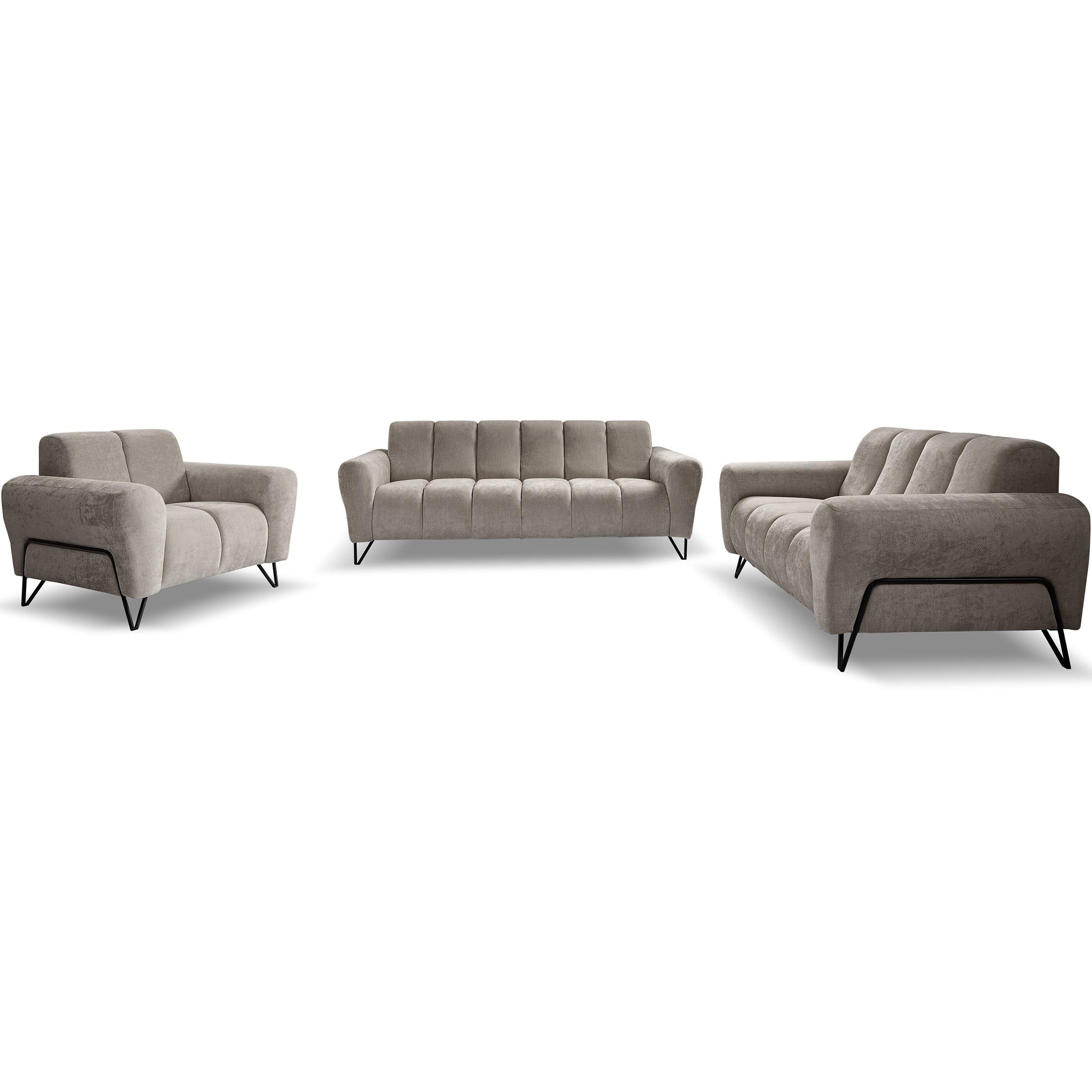 SITZGARNITUR Volare Sofas+Sessel, ohne Schlaffunktion, Hellbraun - Hellbraun/Schwarz, Textil/Metall (220/83/98cm) - Beautysofa