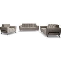 SITZGARNITUR Volare Sofas+Sessel, ohne Schlaffunktion, Hellbraun - Hellbraun/Schwarz, Textil/Metall (220/83/98cm) - Beautysofa