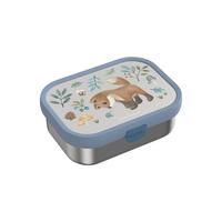 EDELSTAHL-BROTDOSE MIT GABEL Campus Forest Friends 18 x 13 cm - Blau/Multicolor, Kunststoff/Metall (13.2/6.1/17.8cm) - Mepal
