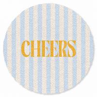 FUSSMATTE Orange – Blau – Streifen – Cheers 120x120 cm - Hellblau, Kunststoff (120/0.4cm) - MuchoWow